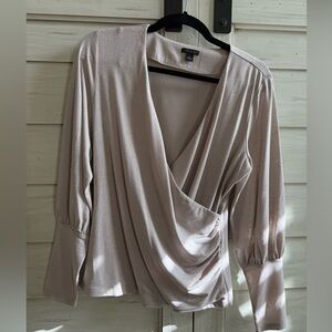 Ann Taylor Cream Draped Blouse